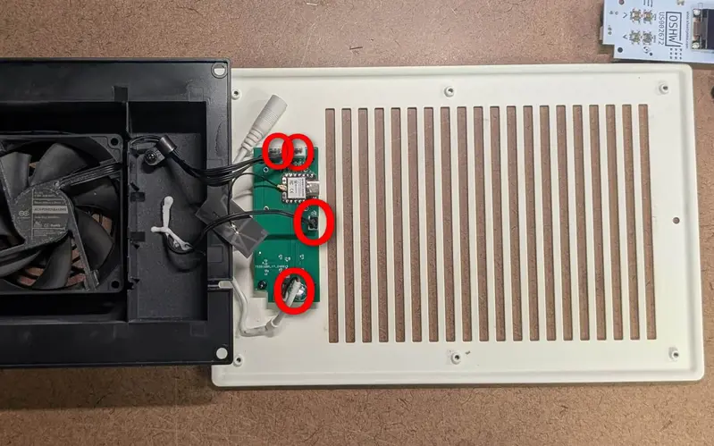 Disconnect power, fan, and NTC cables