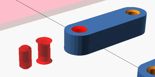 OpenSCAD pins with positive and negative chamfer