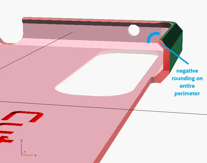 phone case zoomed-in on rounded edge