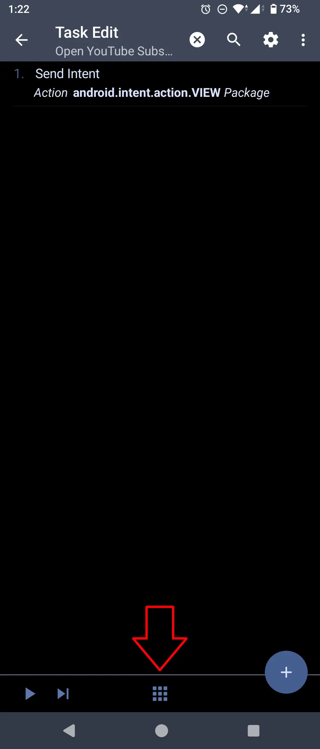 grid icon at the bottom of Task Edit page