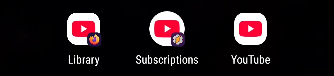 YouTube icons labelled Library and Subscriptions
